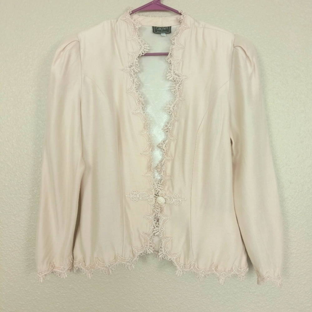 vintage Cachet by Bari Protas‎ women's jacket with lace at the edge size 11/12